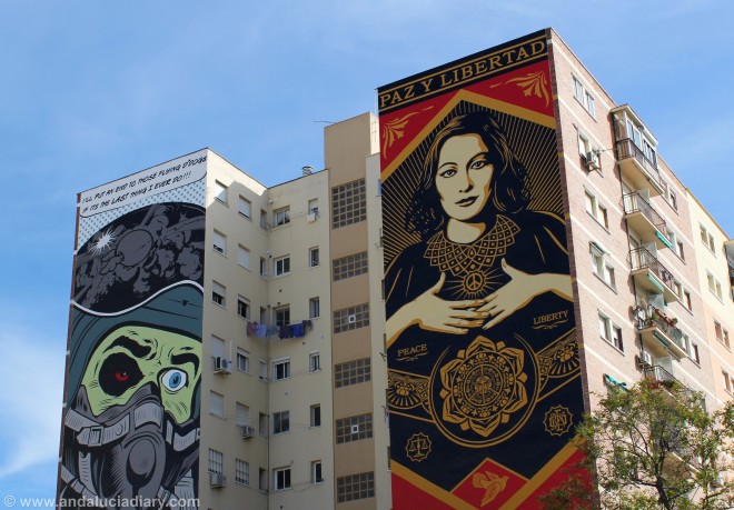 Street Art Malaga D*Face and Obey Murals