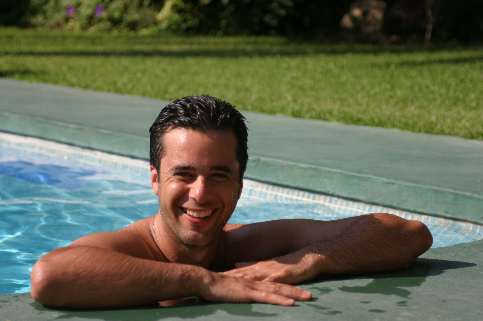Rafa in pool at Albero Lodge Hotel, Estepona