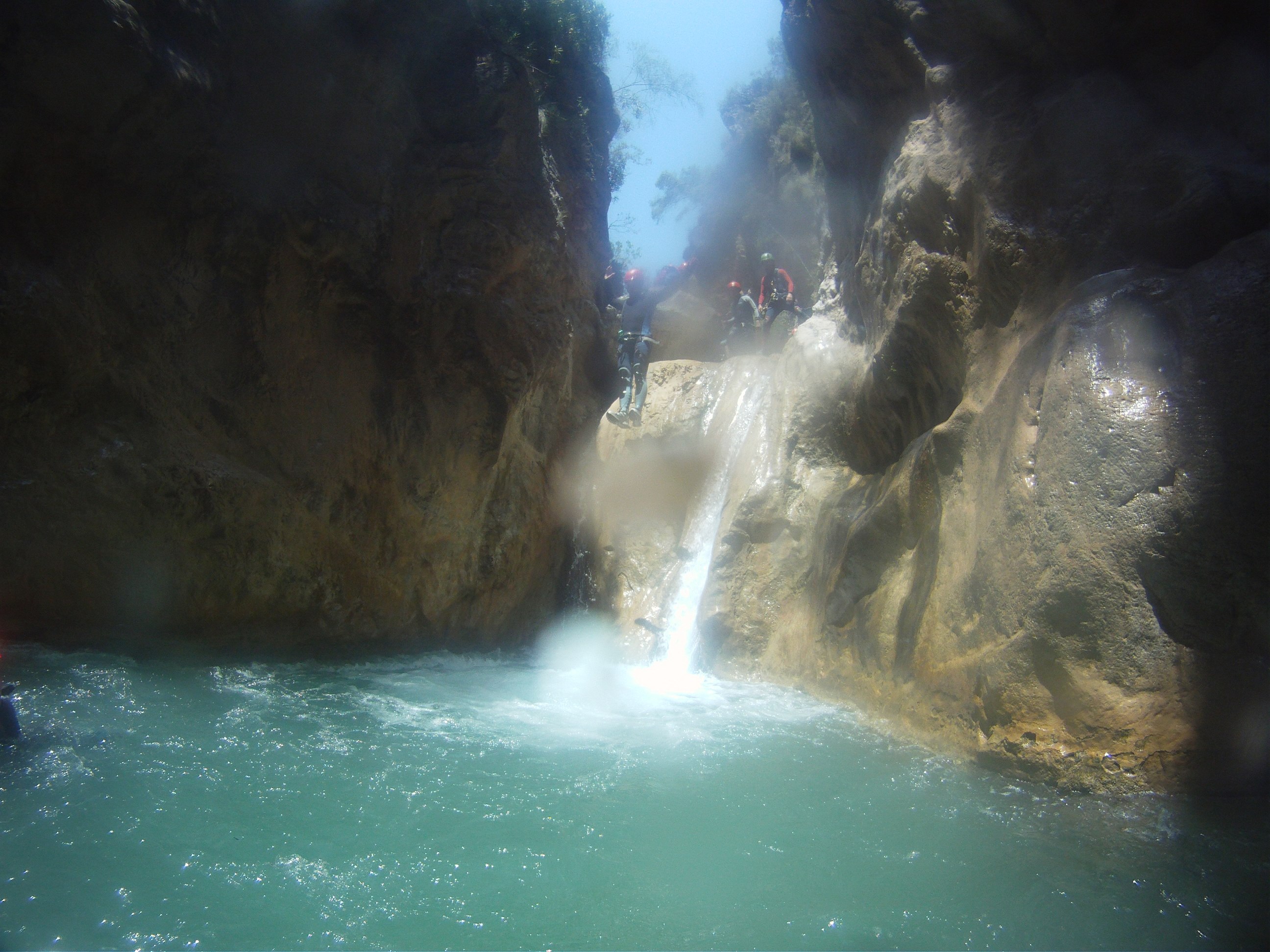 Jumping the smaller waterfalls of rio verde